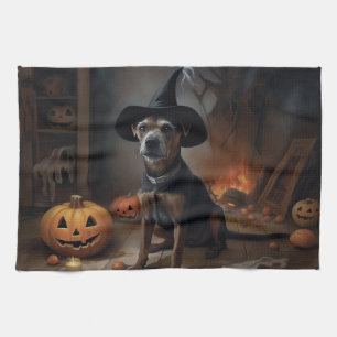 Chesapeake Bay Terrier Pumpkins Halloween Scary  Tea Towel
