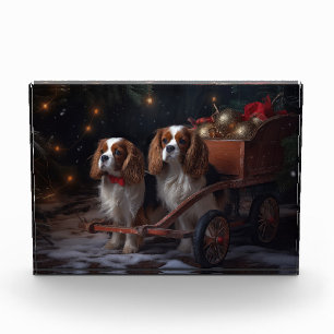 Chesapeake Bay Terrier Snowy Sleigh Christmas Photo Block