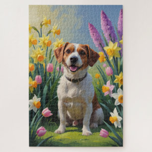 Chesapeake Bay Terrier Spring Flowers Painting Jigsaw Puzzle