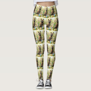Chesapeake Bay Terrier with Easter Eggs Holiday  Leggings
