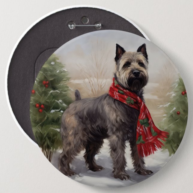 Chesapeake Dog in Snow Christmas 6 Cm Round Badge (Front & Back)
