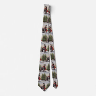 Chesapeake Dog in Snow Christmas Tie