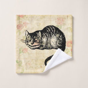 Cheshire Cat Alice in Wonderland Art Illustration Wash Cloth