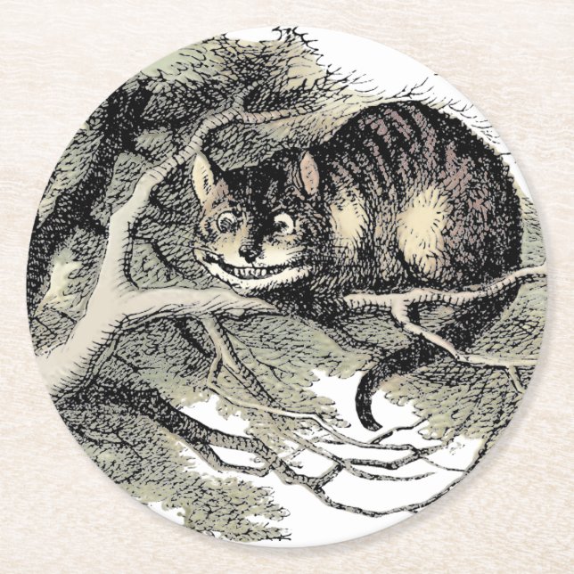 Cheshire Cat Alice Wonderland Classic Round Paper Coaster (Front)