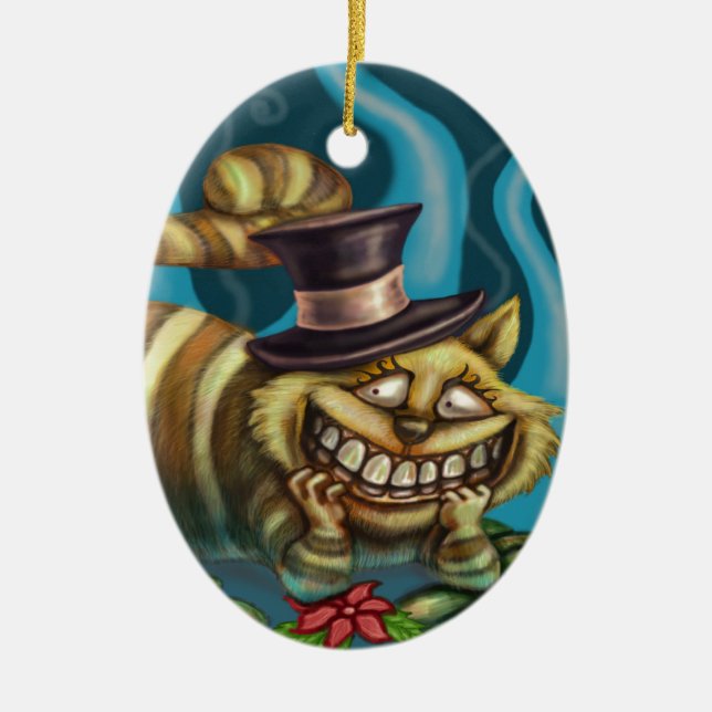 Cheshire Cat Ceramic Tree Decoration (Front)