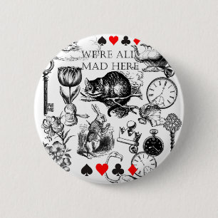 cheshire cat classic alice in wonderland art 6 cm round badge