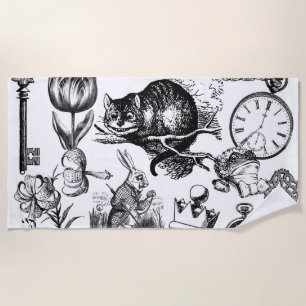 Cheshire Cat classic alice in wonderland mad Beach Towel