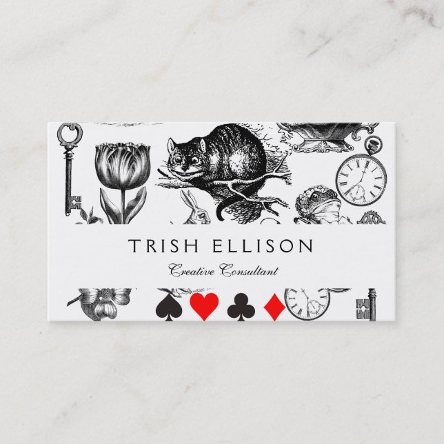 Cheshire Cat classic alice in wonderland mad Business Card (Front)