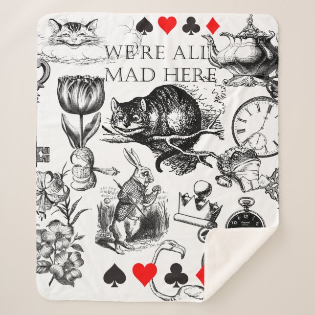 Cheshire Cat classic alice in wonderland mad Sherpa Blanket (Front)