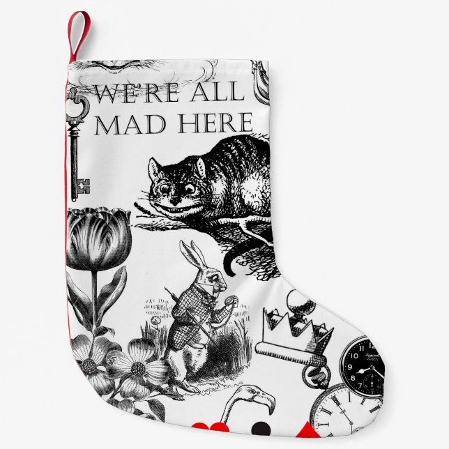 Cheshire Cat classic alice in wonderland mad Small Christmas Stocking (Front)