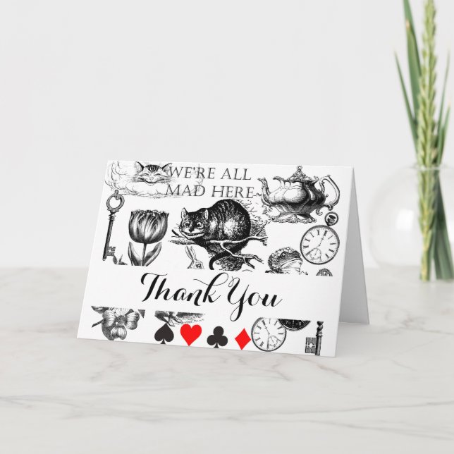 Cheshire Cat classic alice in wonderland mad Thank You Card (Front)