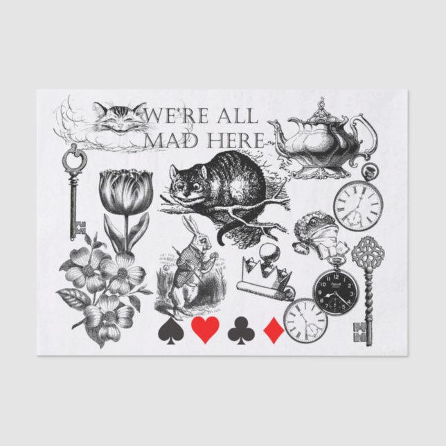 Cheshire Cat classic alice in wonderland mad Tissue Paper (Front)