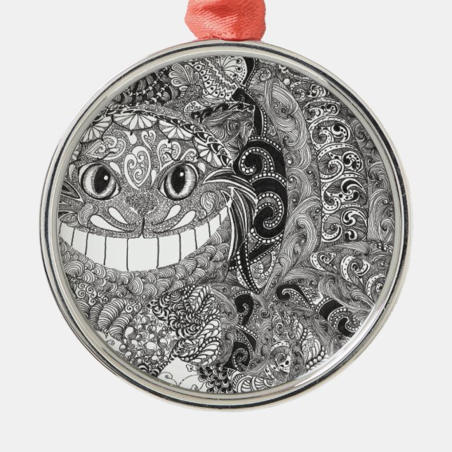Cheshire Cat Design Metal Tree Decoration (Front)
