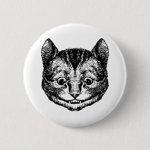 Cheshire Cat Inked Black 6 Cm Round Badge