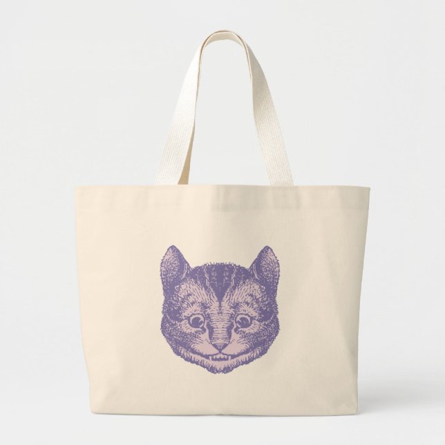 Cheshire Cat Inked Lavender Large Tote Bag (Front)