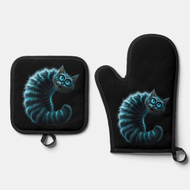 Cheshire Cat Oven Mitt & Pot Holder Set (Front)
