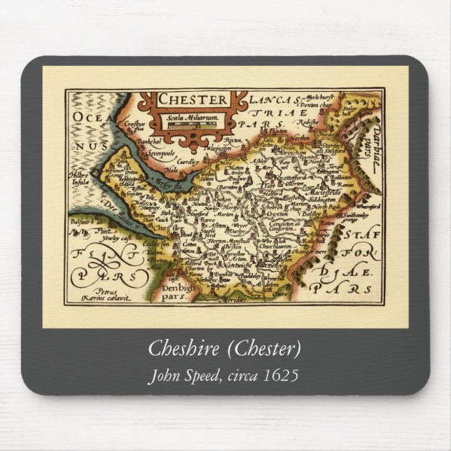 Cheshire (Chester) County England Antiquarian Map Mouse Pad (Front)