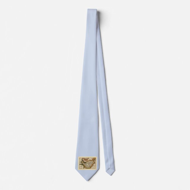 Cheshire (Chester) County England Antiquarian Map Tie (Front)