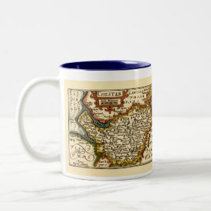 Cheshire (Chester) County England John Speed Map Two-Tone Coffee Mug