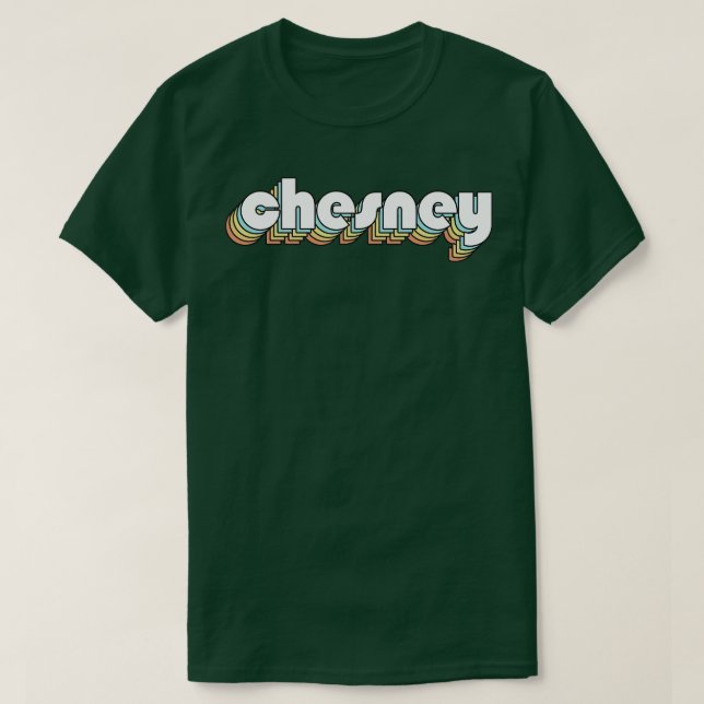Chesney Retro Rainbow Typography Faded Style T-Shirt (Design Front)