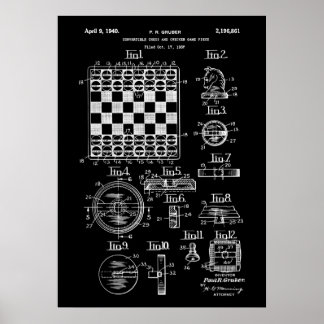 Chess And Chequered Game Patent  Poster