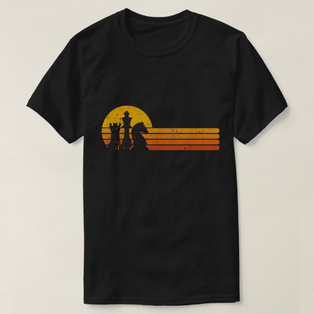 Chess and German Shepherd Retro Design T-Shirt (Design Front)