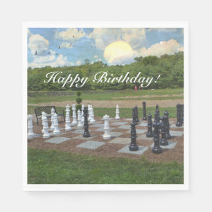Chess Anyone Happy Birthday Napkin
