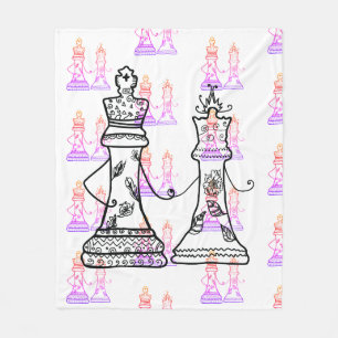 Chess Art Queen King Holding Hands Fleece Blanket