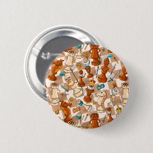Chess battle 6 cm round badge
