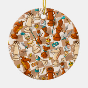 Chess battle ceramic tree decoration