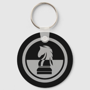 Chess - Black & White Knight Key Ring