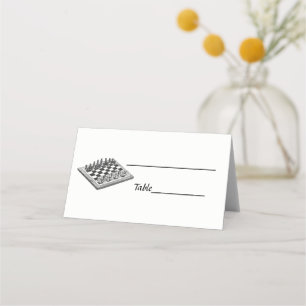 Chess Board and Chess Pieces Vintage Art Place Card
