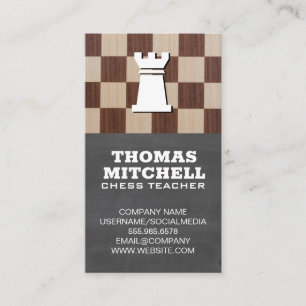 Chess Board and Rooks Chalkboard Business Card