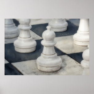 Chess Board Close Up Pawn Art Poster