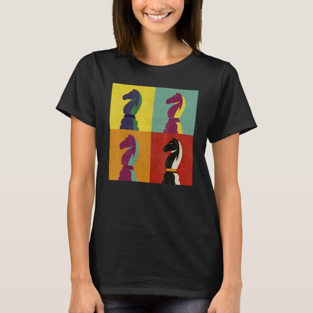 Chess Board Game Piece Knight Checkmate Pop Style T-Shirt (Front)