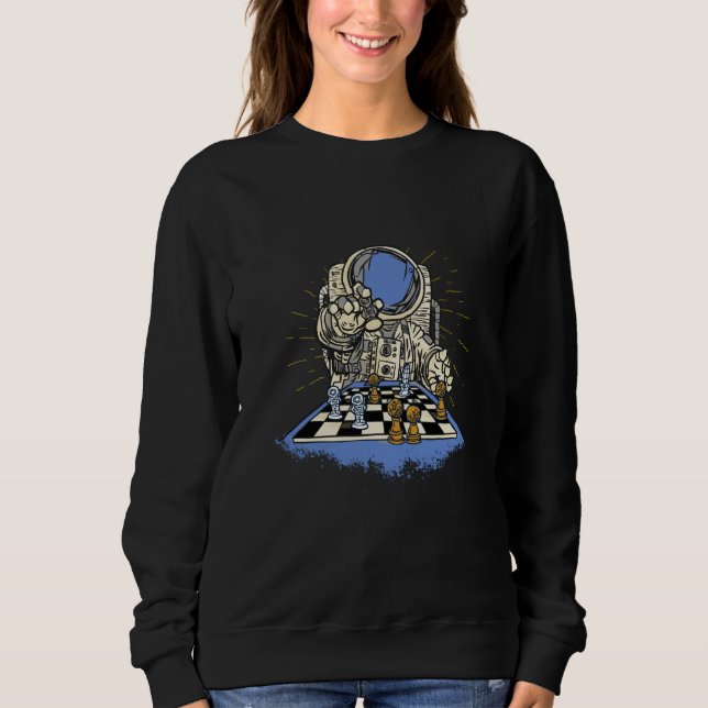 chess board king game queen space spaceman sweatshirt (Front)
