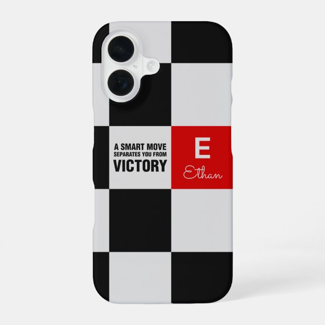 Chess Board Monogram iPhone 16 Case (Back)
