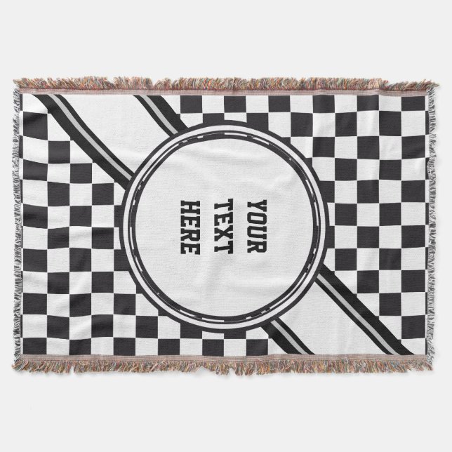 Chess Board Pattern + your backgr. colour & text Throw Blanket (Front)