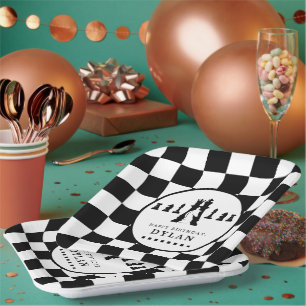 Chess Board & Pieces Game Night Any Age Birthday Paper Plate