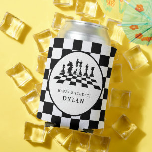 Chess Board & Pieces Game Night Happy Birthday Can Cooler