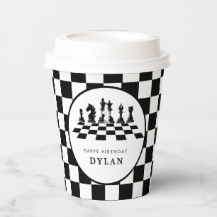 Chess Board & Pieces Game Night Happy Birthday Paper Cups
