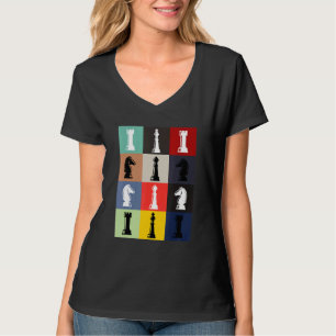 Chess Board Pop Art Style Chess Pieces Chess Game T-Shirt