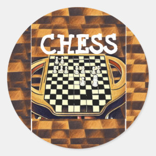  CHESS BOARD STYLE CLASSIC ROUND STICKER