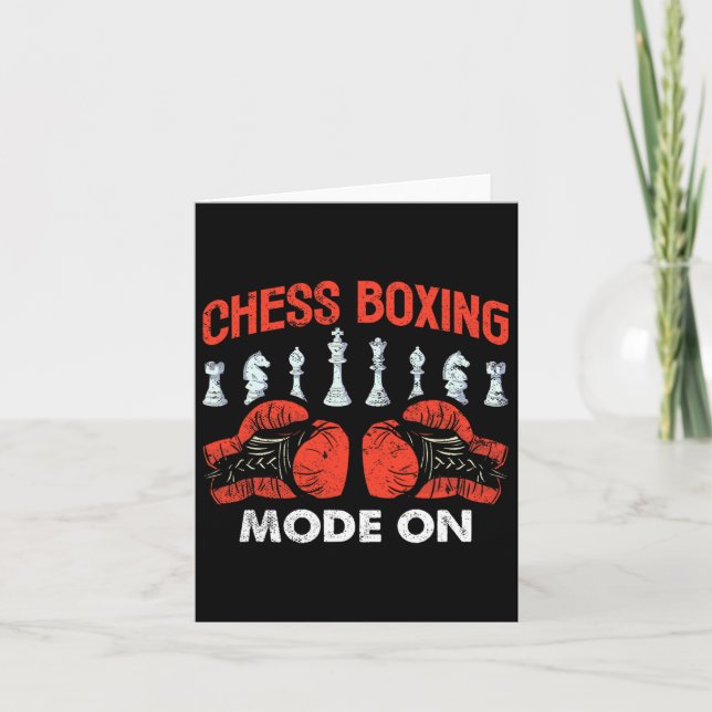 Chess Boxing Mode On Chess Pieces Gloves  Card (Front)