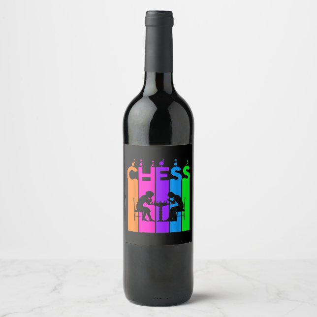 Chess Bubble Hobby And Sport Gift Idea Wine Label (Front)