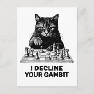 Chess Cat Declines Your Gambit Postcard