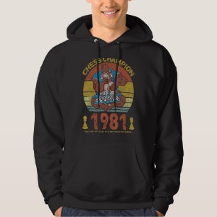 Chess Champion 1981 Not My Elo It's My Year Of Bi Hoodie