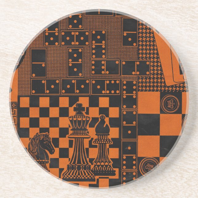 chess checkers dominos dominoes coaster (Front)