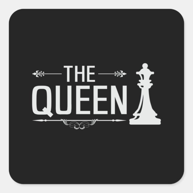 Chess Chess Board Checkmate Queen Board Game Gift Square Sticker (Front)