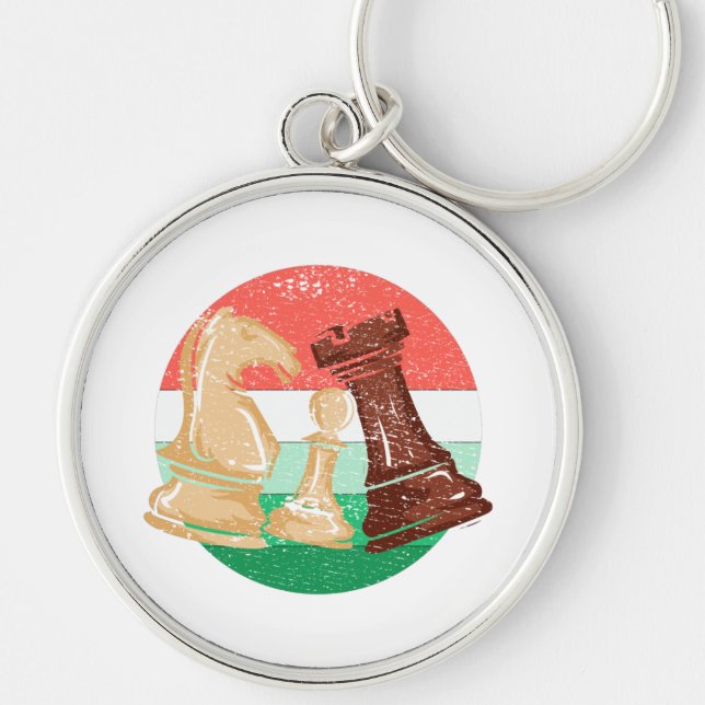 Chess - Chess Pieces Chess Player Gift Key Ring (Front)